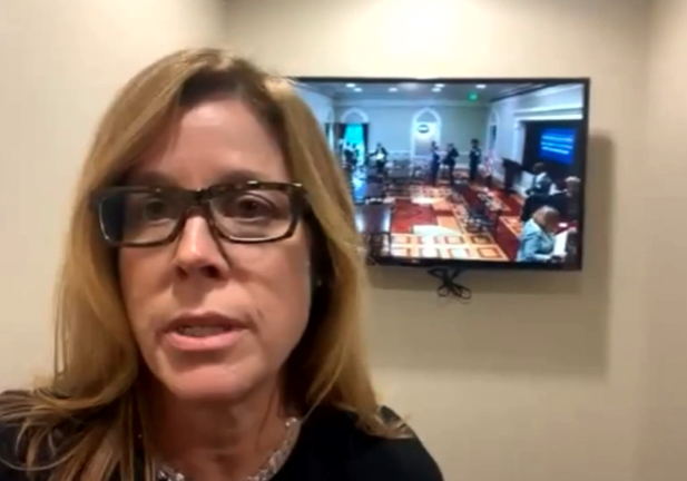 The mayors of Asheville and Canton joined other mayors from across the state in Washington, D.C., Thursday, Sept. 22 for meetings with the Biden Administration to talk about how its federal legislative agenda has impacted the state's residents. Pictured: Esther Manheimer, Asheville mayor. (Photo credit: WLOS staff)