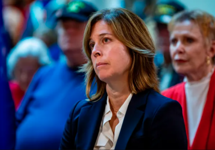 Asheville Mayor Esther Manheimer looks on during a Veterans Day ceremony Nov. 11 at the Charles George VA Medical Center in Asheville. Josh Bell / Asheville Citizen Times