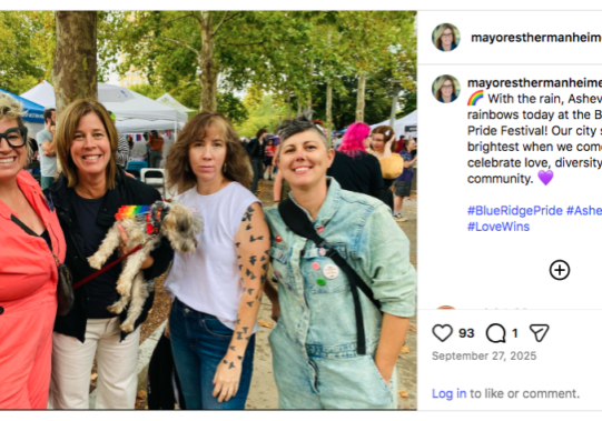 Mayor Esther and friends at the 2025 Blue Ridge Pride Festival in Asheville North Carolina.