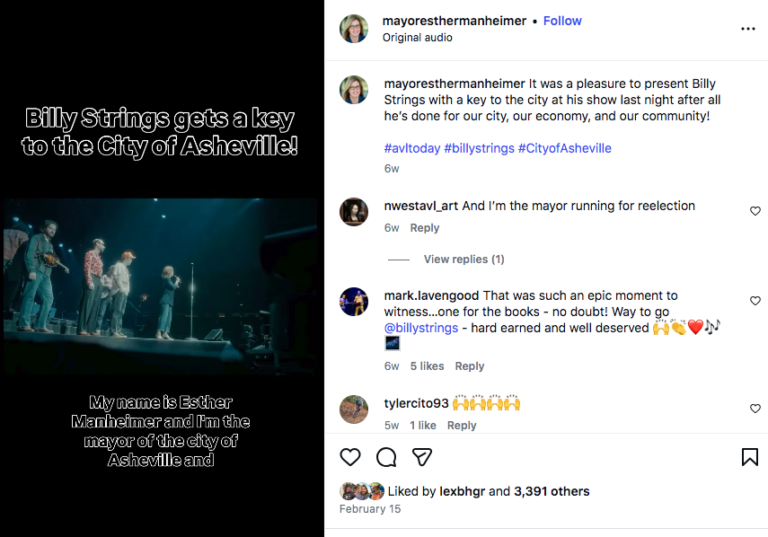 INSTAGRAM: Mayor Esther and Billy Strings and the Key to the City